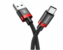 Кабель Baseus Cafule Type-C - USB черно-красный, 3A, 1м