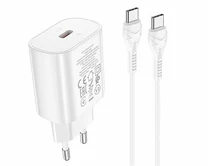 СЗУ-1USB-C Hoco N22, PD 25W + кабель Type-C to Type-C белый