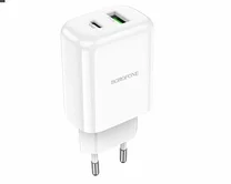 СЗУ-1USB + 1USB-C Borofone BN4, PD20W, QC3.0 + кабель Type-C - Lightning белый