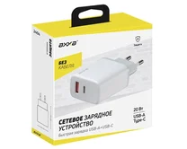 СЗУ-1USB + 1USB-C Axxa PD 3.0, QC 3.0, 20W, белый