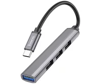 Type-C HUB Hoco HB26 4-in-1 (Type-C to USB3.0+USB2.0*3) темно-серый