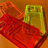 Чехол iPhone 14 TPU CardHolder (прозрачный оранжевый)