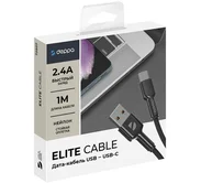 Кабель Deppa Elite Type-C - USB черный, 1м